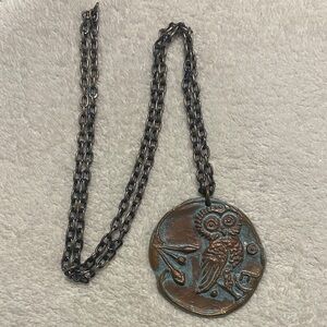 Brass antiqued Owl Pendant Necklace